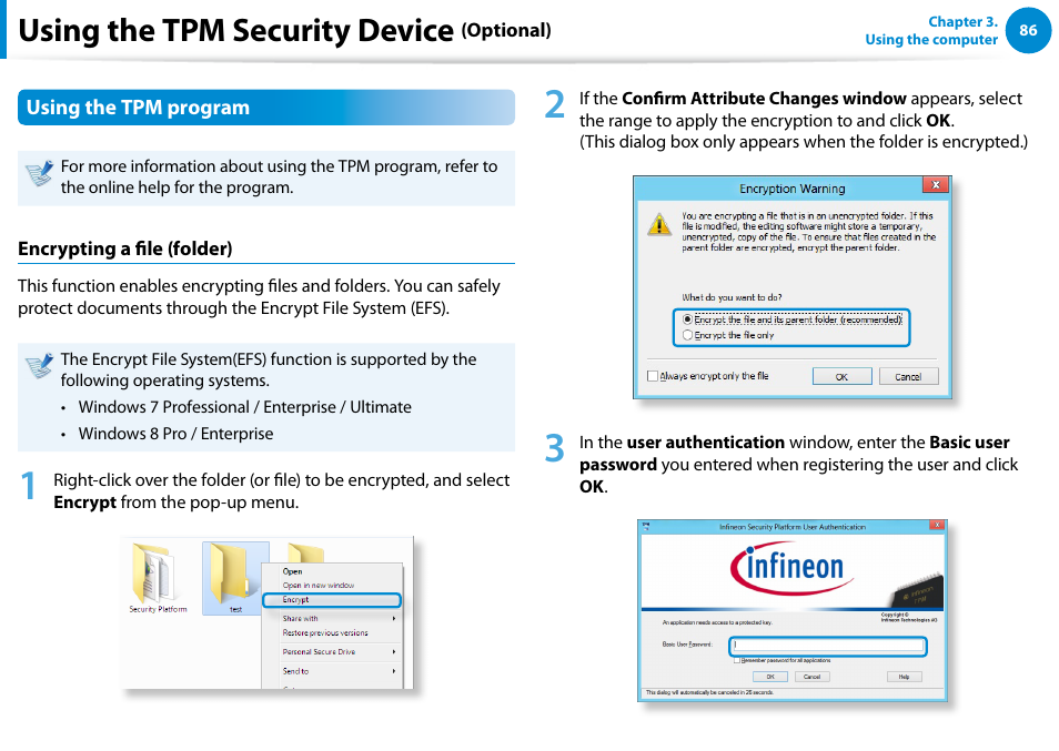 Using the tpm security device | Samsung DP515A2G-K01US User Manual | Page 87 / 144