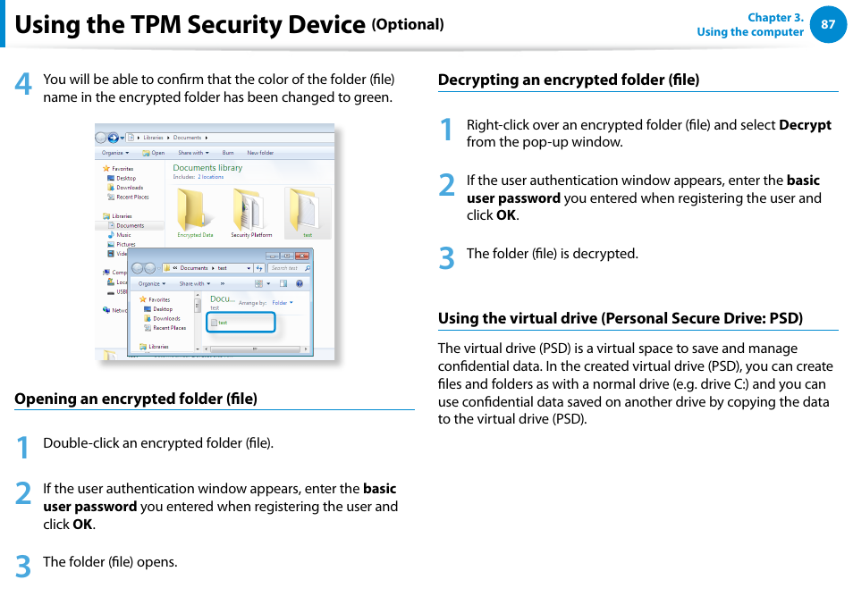 Using the tpm security device | Samsung DP515A2G-K01US User Manual | Page 88 / 144