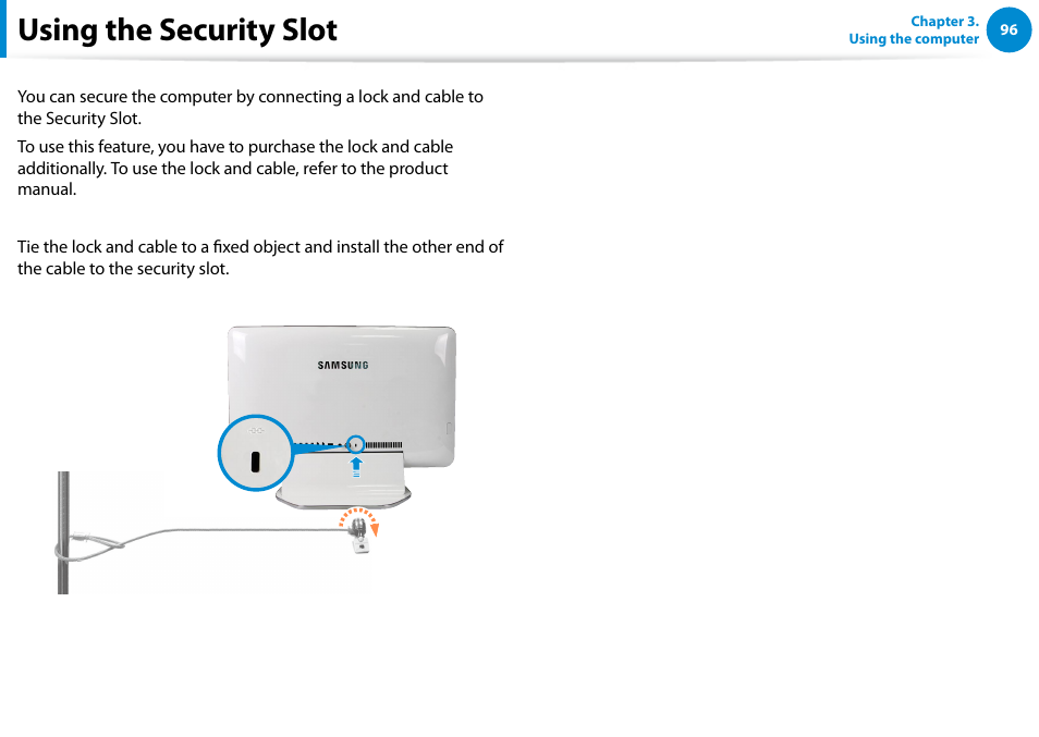 Using the security slot | Samsung DP515A2G-K01US User Manual | Page 97 / 144