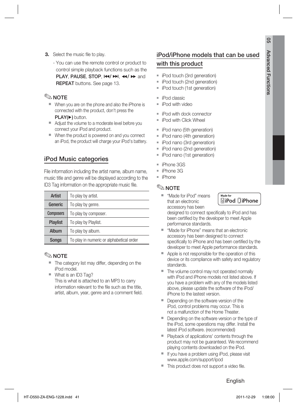 Samsung HT-D550-ZA User Manual | Page 41 / 50