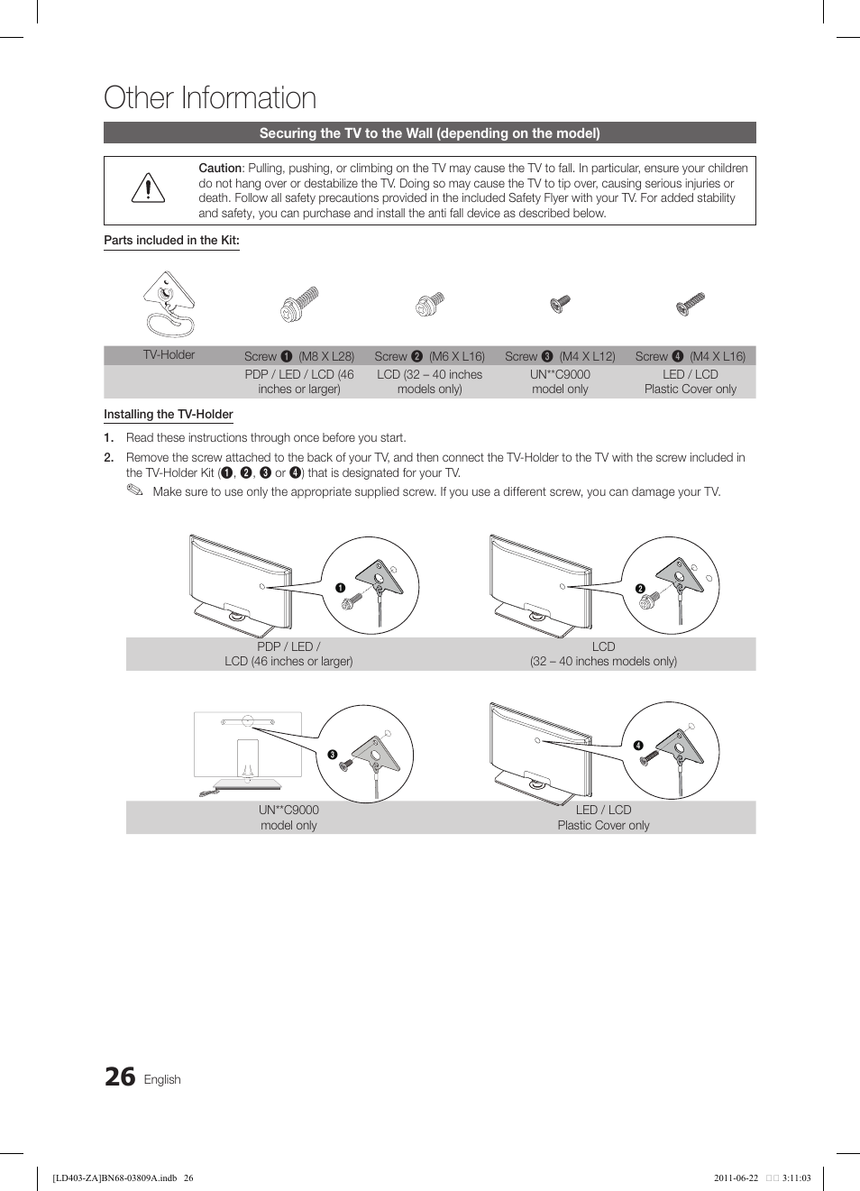 Other information | Samsung LN32D405E5DXZA User Manual | Page 26 / 35