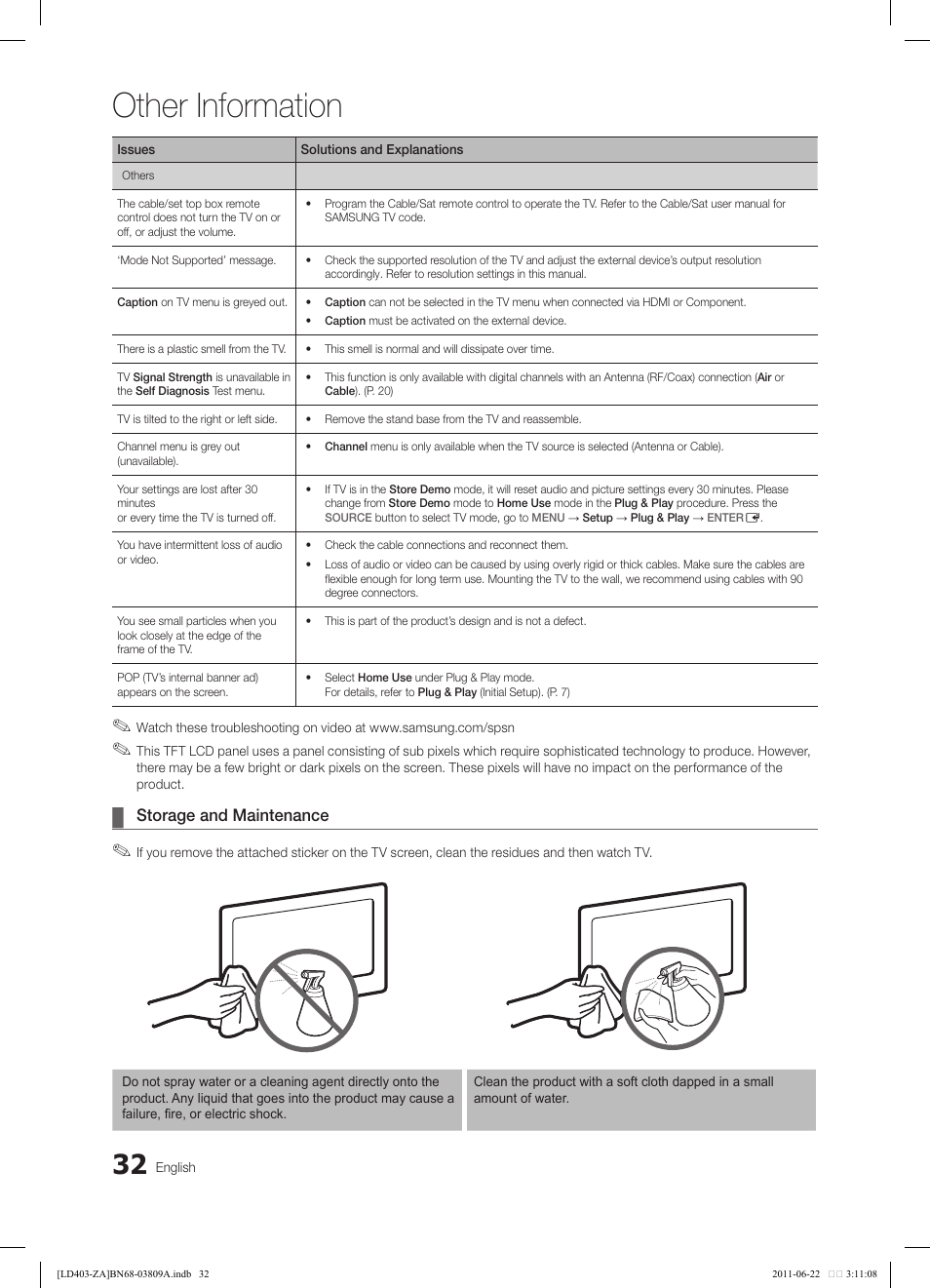 Other information | Samsung LN32D405E5DXZA User Manual | Page 32 / 35