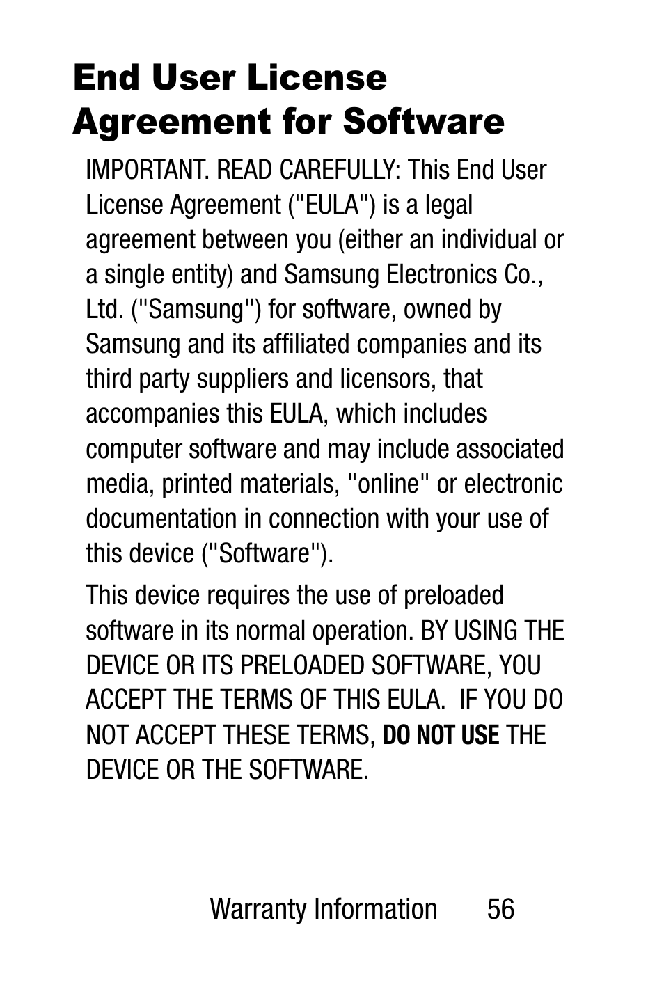 End user license agreement for software, End user license agreement for, Software | Samsung SM-R3820WRAXAR User Manual | Page 63 / 83