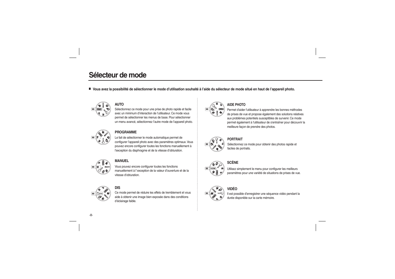 Sélecteur de mode | Samsung EC-L100ZRBA-US User Manual | Page 25 / 50
