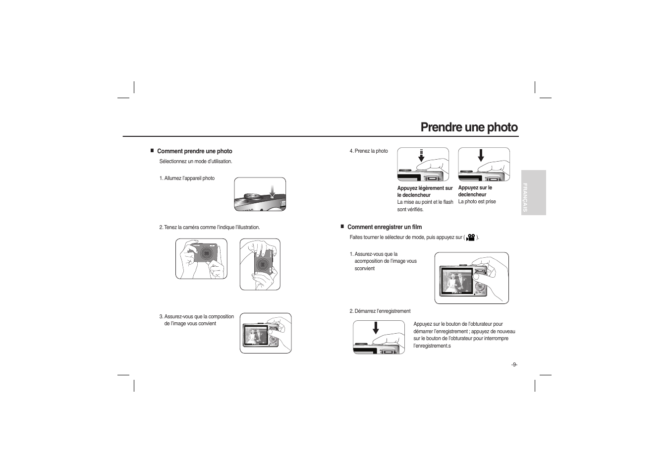 Prendre une photo | Samsung EC-L100ZRBA-US User Manual | Page 26 / 50