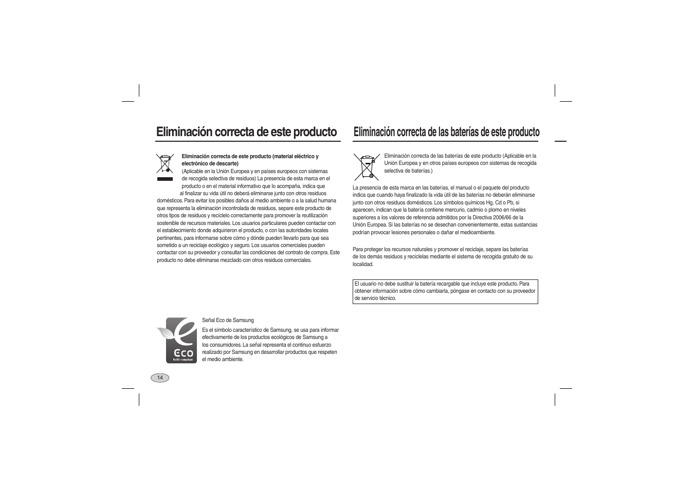 Eliminación correcta de este producto | Samsung EC-L100ZRBA-US User Manual | Page 47 / 50