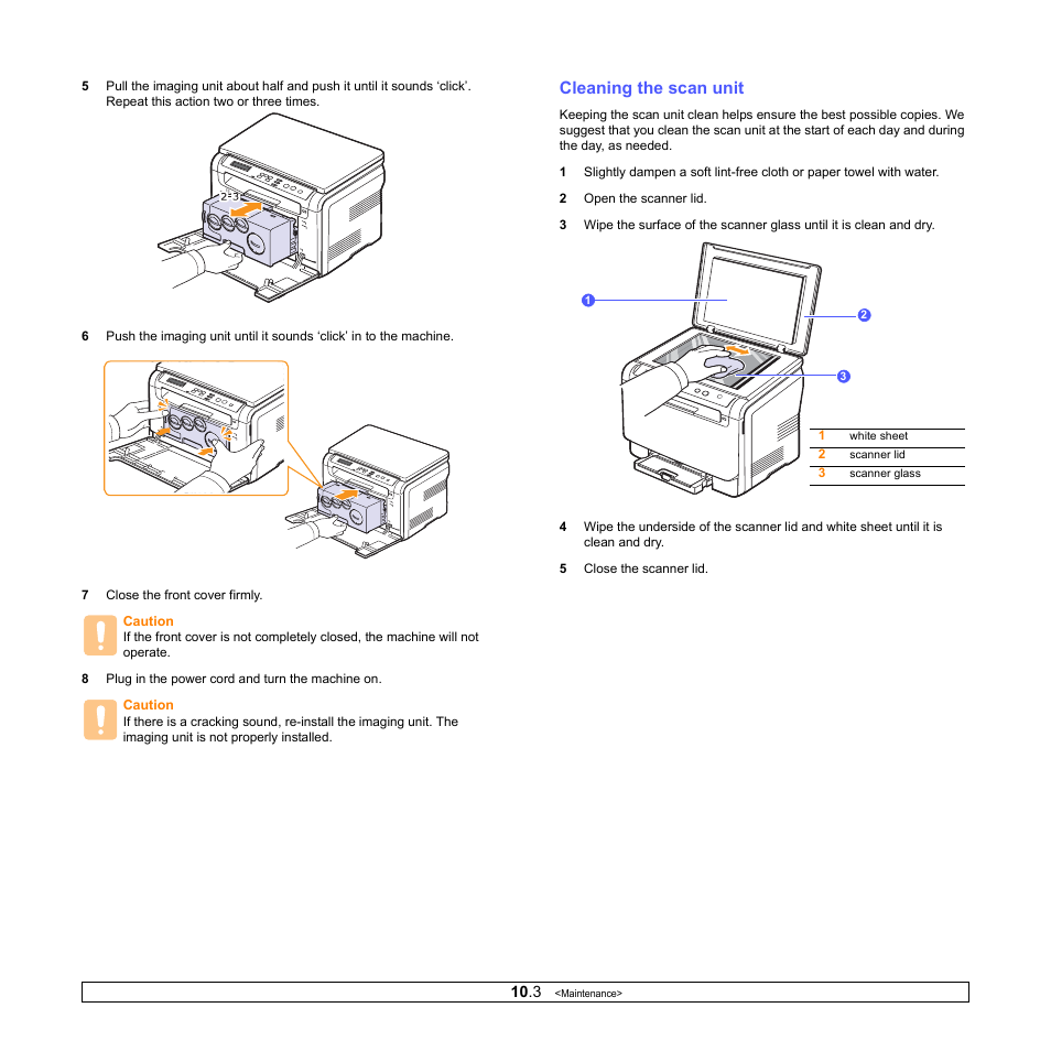 Cleaning the scan unit | Samsung CLX-2160N-XAA User Manual | Page 47 / 118