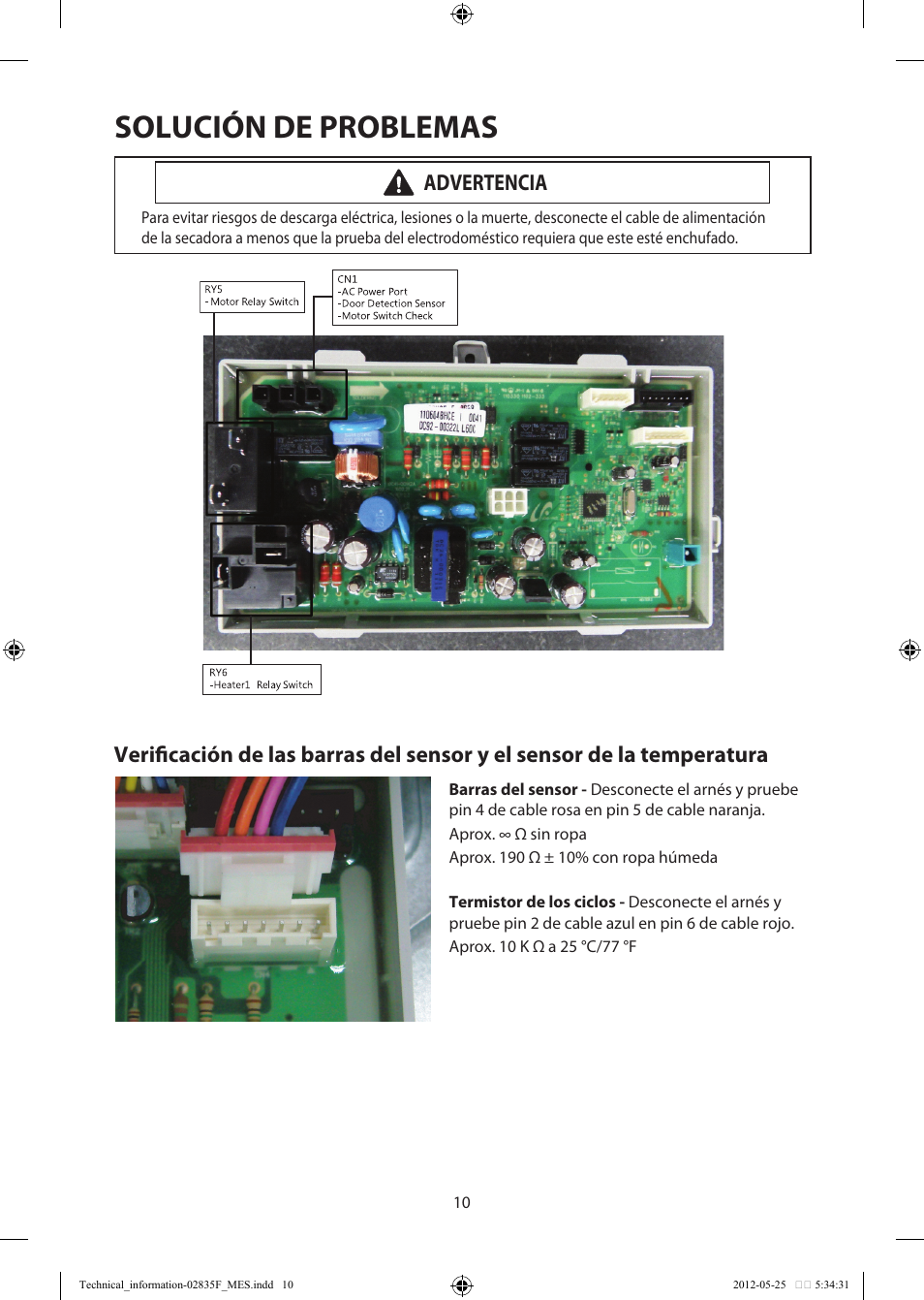 Solución de problemas, Advertencia | Samsung DV433ETGJWR-A1 User Manual | Page 34 / 36