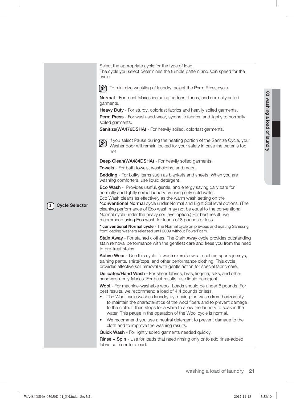 Samsung WA484DSHASU-A1 User Manual | Page 21 / 132