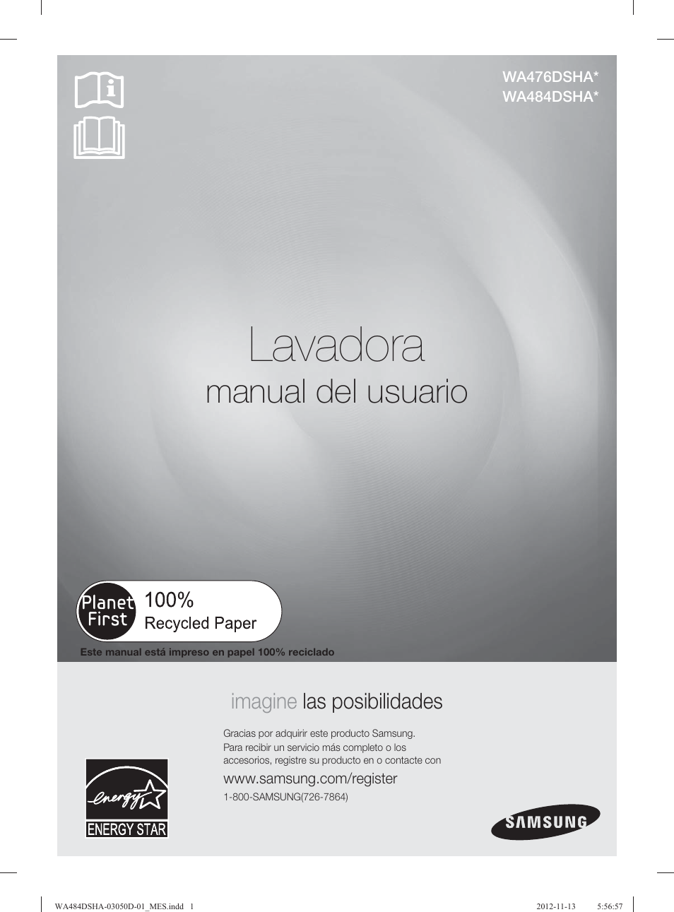 Lavadora, Manual del usuario, Imagine las posibilidades | Samsung WA484DSHASU-A1 User Manual | Page 45 / 132