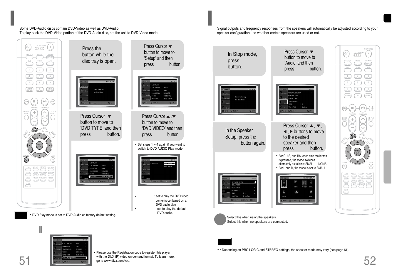 Dvd audio disc playback mode, Setting the speaker mode | Samsung HT-WP38TH-XAA User Manual | Page 27 / 38