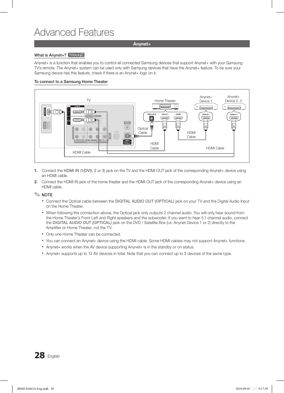 Advanced features | Samsung LN32C450E1DXZA User Manual | Page 28 / 39