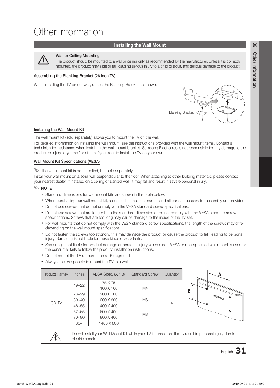 Other information | Samsung LN32C450E1DXZA User Manual | Page 31 / 39