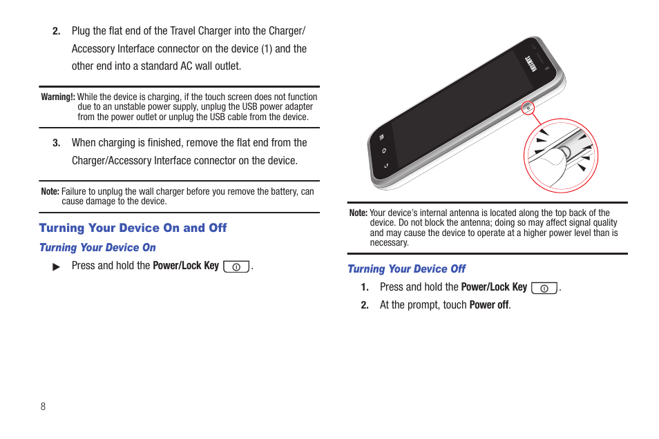 Turning your device on and off | Samsung YP-G1CW-XAA User Manual | Page 12 / 157