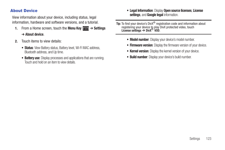 About device | Samsung YP-G1CW-XAA User Manual | Page 127 / 157