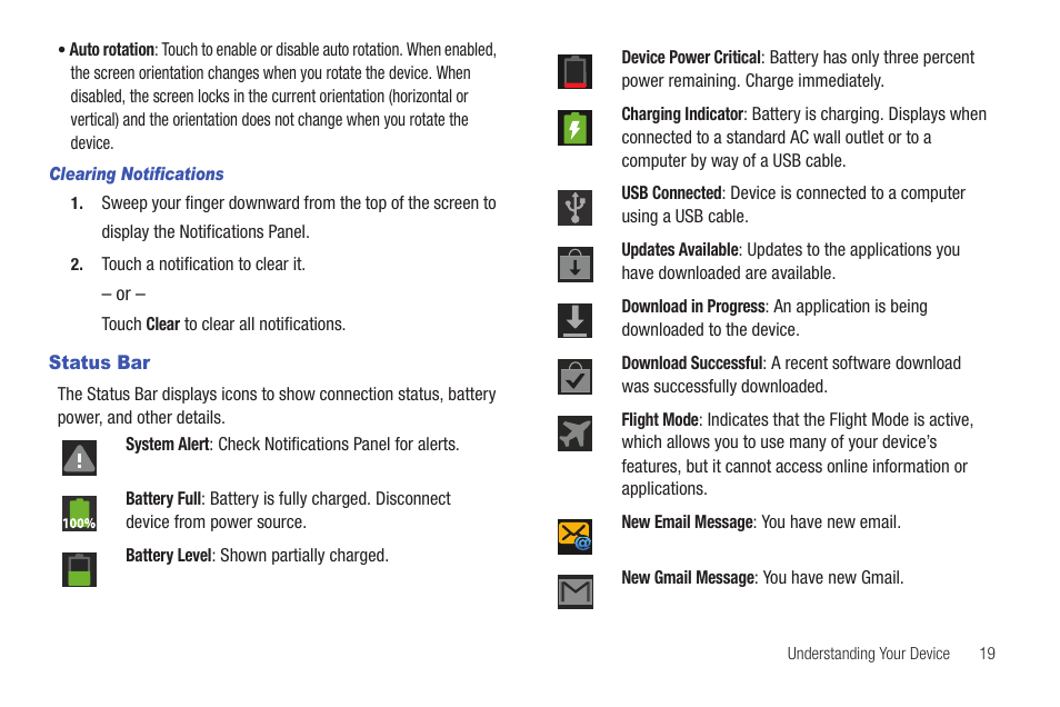 Status bar, R a list of icons, see | Samsung YP-G1CW-XAA User Manual | Page 23 / 157