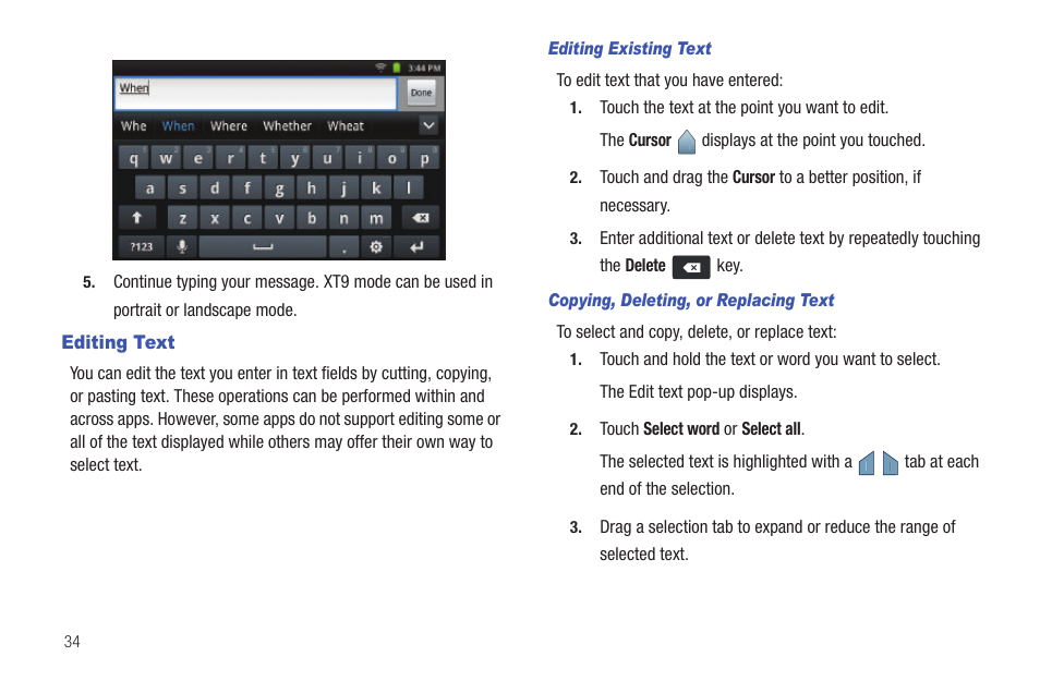 Editing text | Samsung YP-G1CW-XAA User Manual | Page 38 / 157