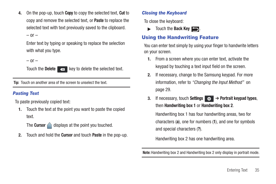 Using the handwriting feature | Samsung YP-G1CW-XAA User Manual | Page 39 / 157