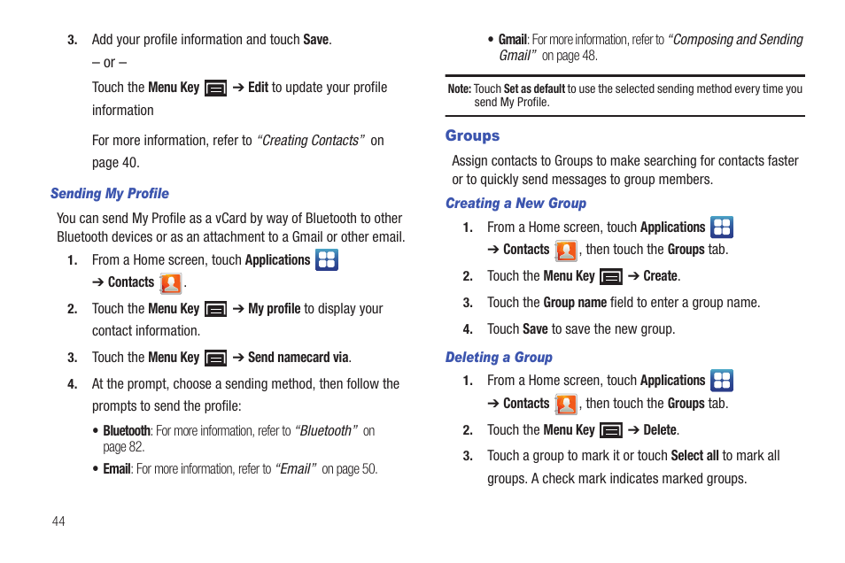 Groups | Samsung YP-G1CW-XAA User Manual | Page 48 / 157