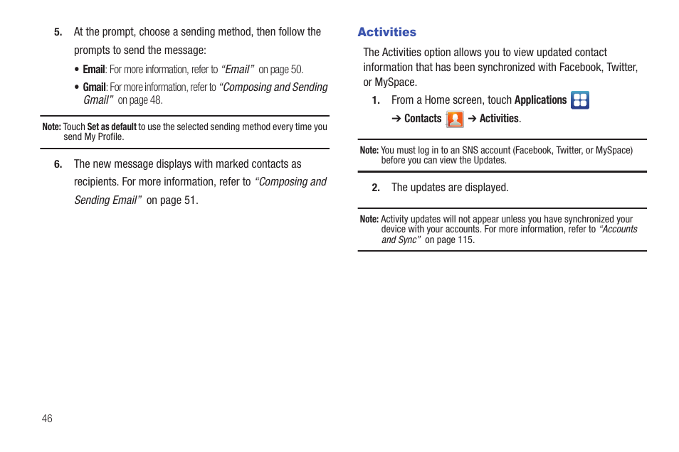 Activities | Samsung YP-G1CW-XAA User Manual | Page 50 / 157
