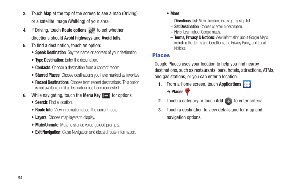 Places | Samsung YP-G1CW-XAA User Manual | Page 68 / 157