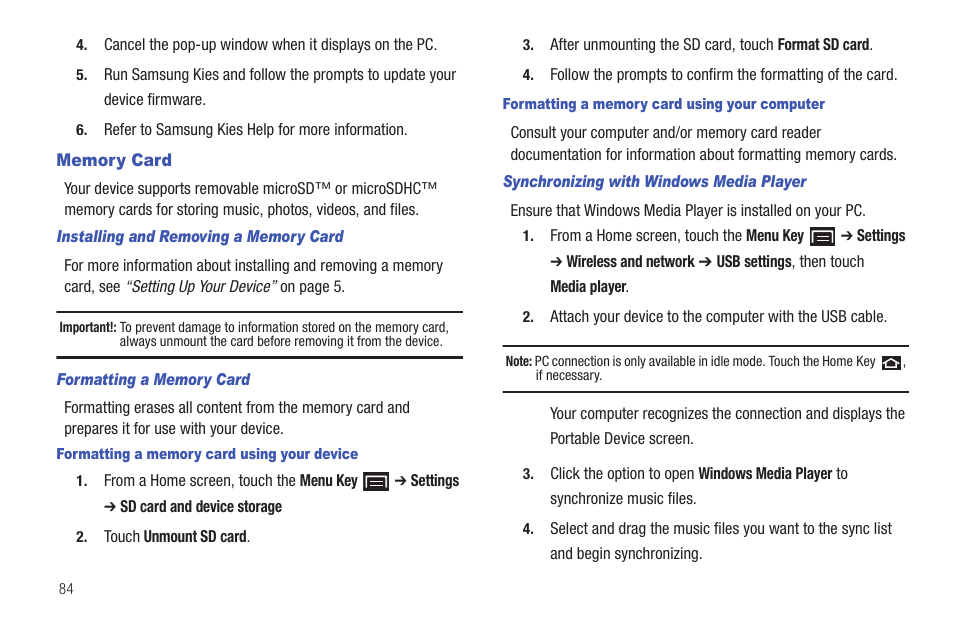 Memory card | Samsung YP-G1CW-XAA User Manual | Page 88 / 157