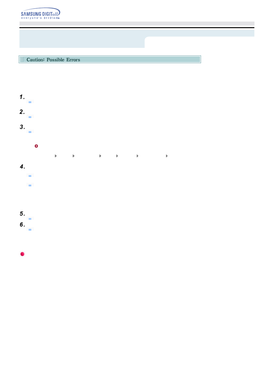 Caution: possible errors | Samsung SH-W162L-LCAH User Manual | Page 29 / 32
