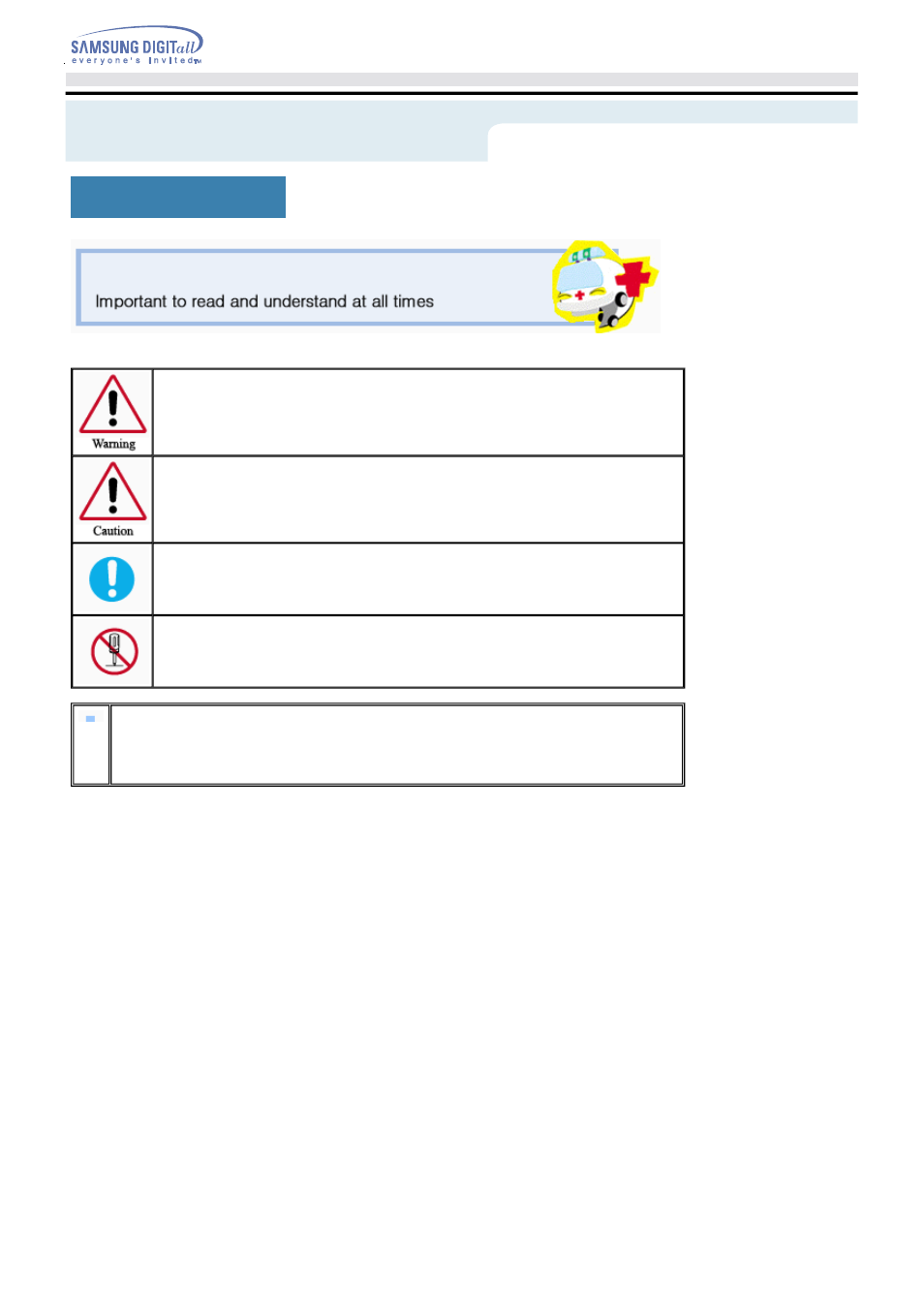 Safety precautions | Samsung SH-W162L-LCAH User Manual | Page 3 / 32