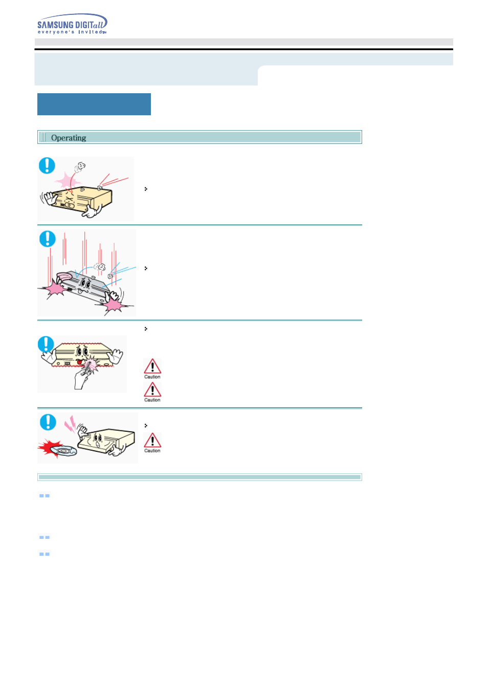 During operating, Safety precautions, Veiligheidsinstructies | Samsung SH-W162L-LCAH User Manual | Page 5 / 32