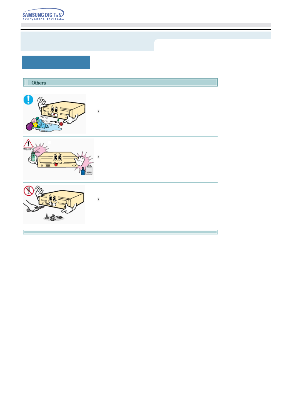 Others, Safety precautions, Veiligheidsinstructies | Samsung SH-W162L-LCAH User Manual | Page 6 / 32