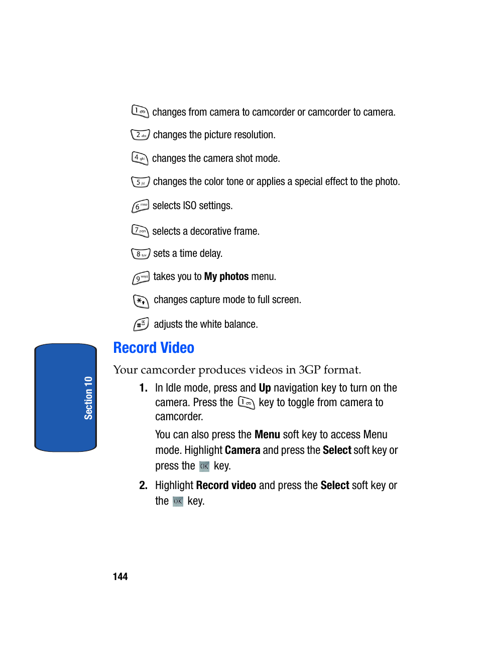 Record video | Samsung SGH-T709BKBTMB User Manual | Page 148 / 242