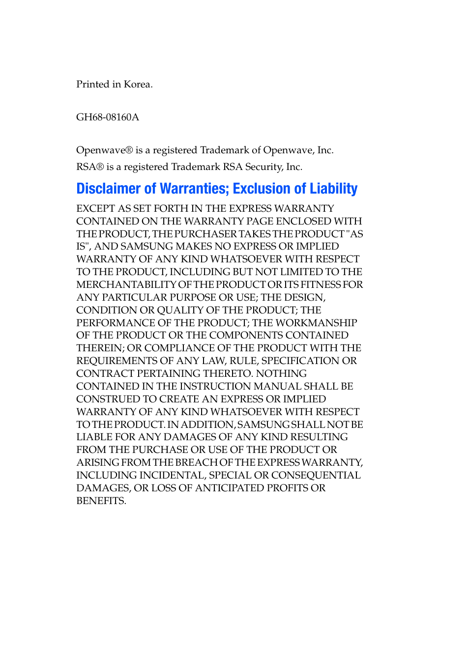 Disclaimer of warranties; exclusion of liability | Samsung SGH-T709BKBTMB User Manual | Page 3 / 242