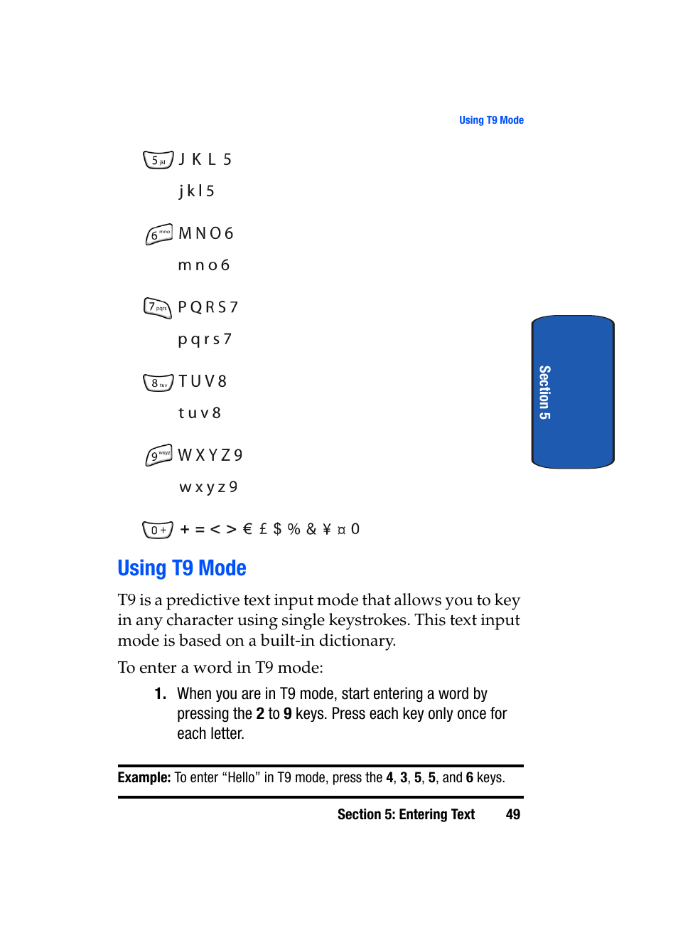 Using t9 mode | Samsung SGH-T709BKBTMB User Manual | Page 53 / 242