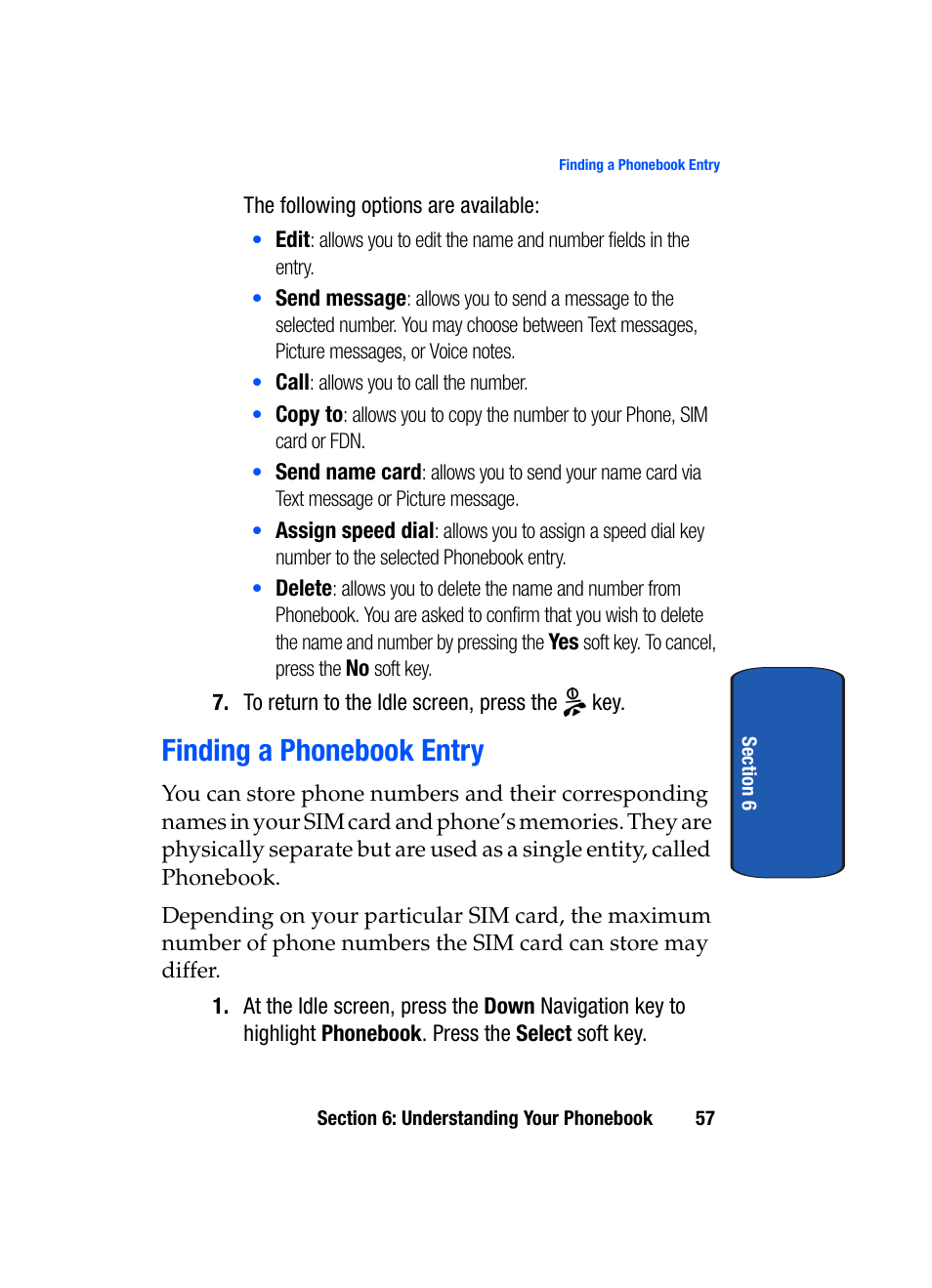 Finding a phonebook entry | Samsung SGH-T709BKBTMB User Manual | Page 61 / 242