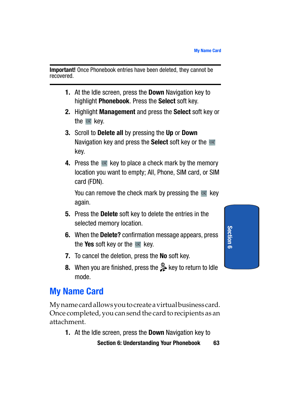 My name card | Samsung SGH-T709BKBTMB User Manual | Page 67 / 242