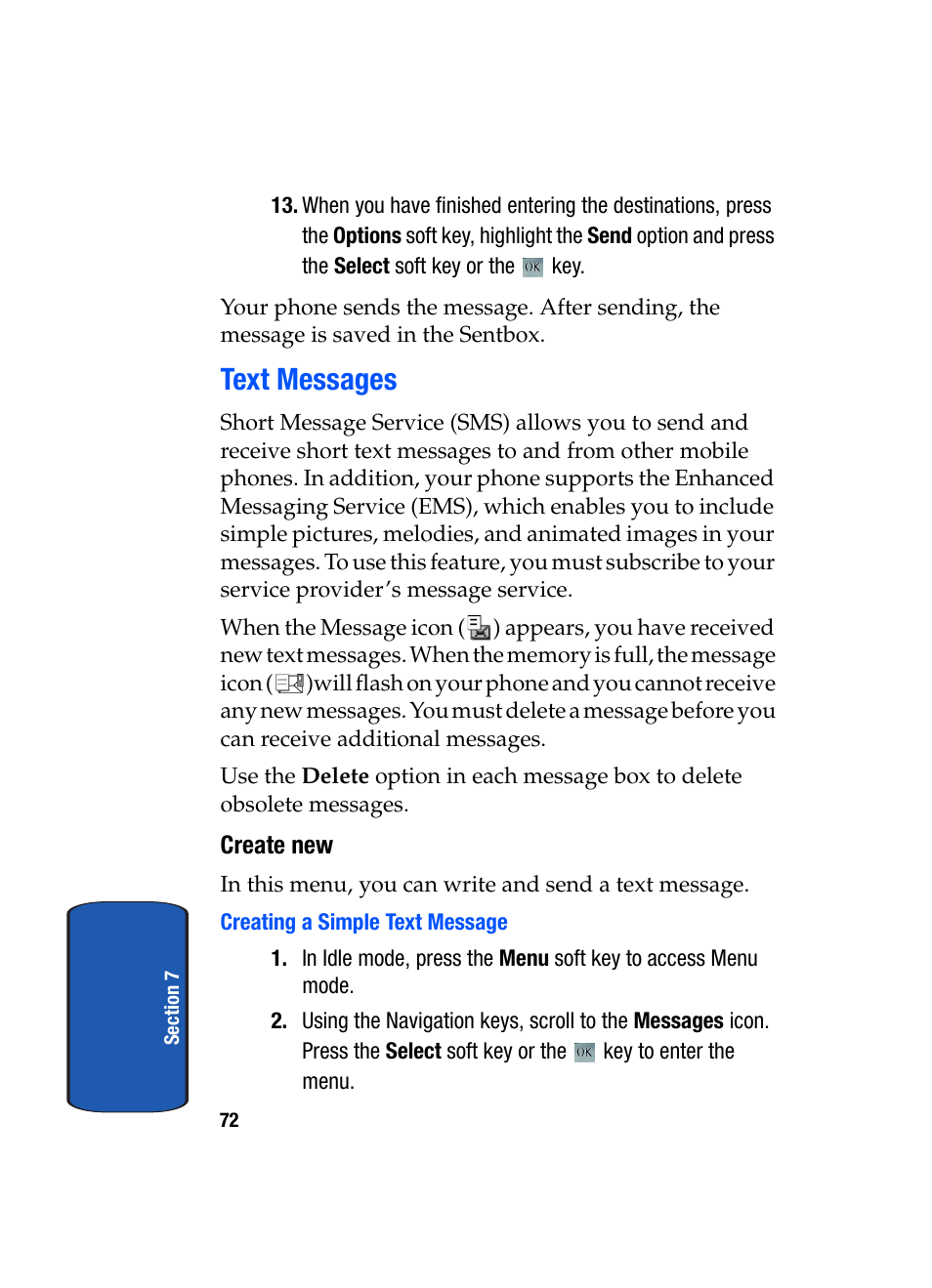 Text messages | Samsung SGH-T709BKBTMB User Manual | Page 76 / 242