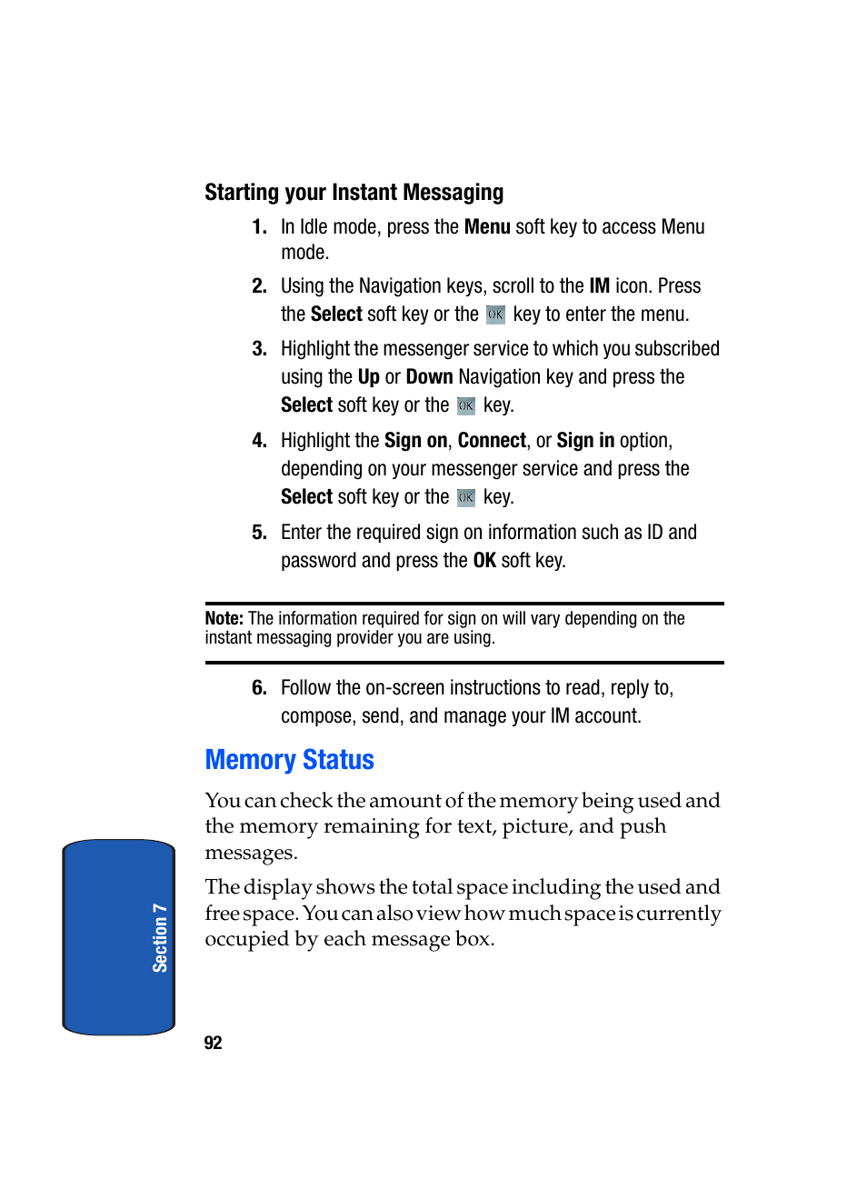 Memory status | Samsung SGH-T709BKBTMB User Manual | Page 96 / 242