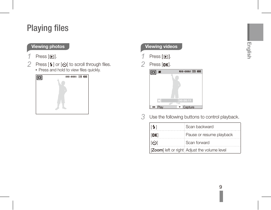 Playing files | Samsung EC-TL110ZBPSUS User Manual | Page 9 / 22