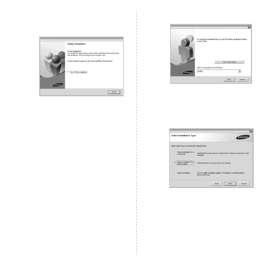 Installing software for network printing | Samsung CLP-300N-XAA User Manual | Page 60 / 91