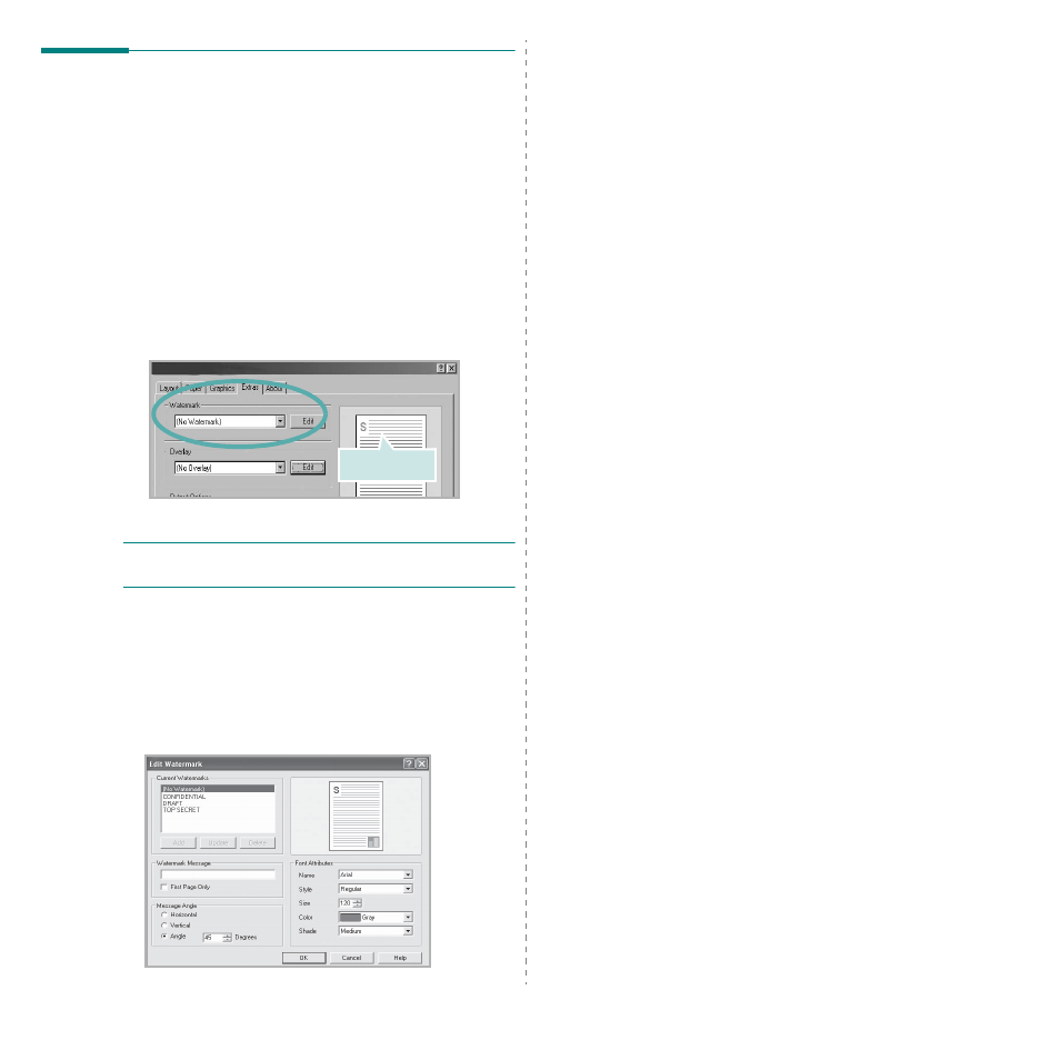 Using watermarks, Using an existing watermark, Creating a watermark | Editing a watermark, Deleting a watermark | Samsung CLP-300N-XAA User Manual | Page 74 / 91