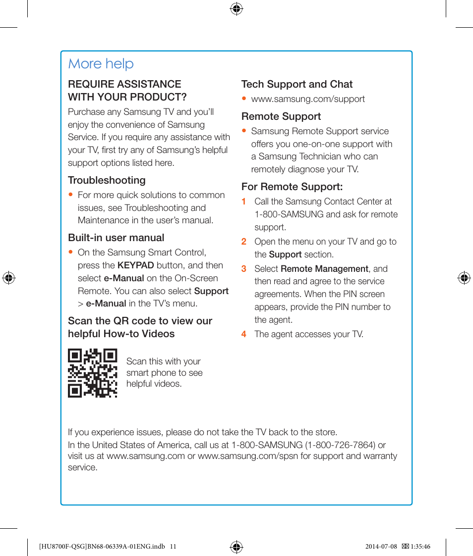 More help | Samsung UN65HU8700FXZA User Manual | Page 11 / 12