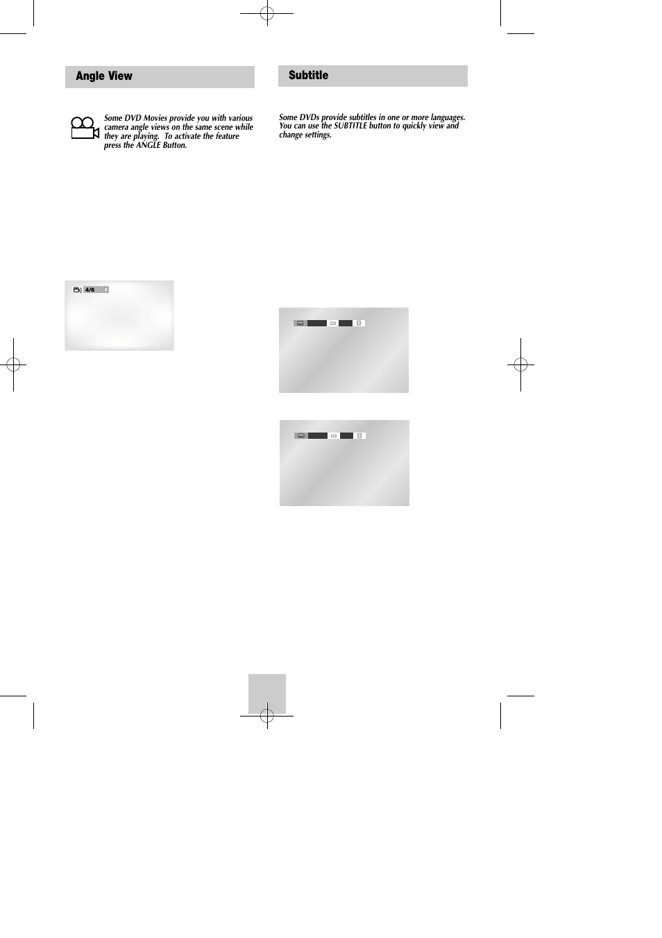 Angle view, Subtitle, Angle view subtitle | Samsung DVD-V4600C-XAA User Manual | Page 25 / 36
