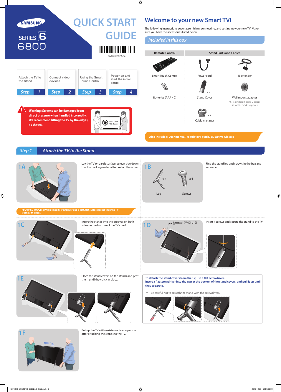 Samsung UN50F6800AFXZA User Manual | 2 pages
