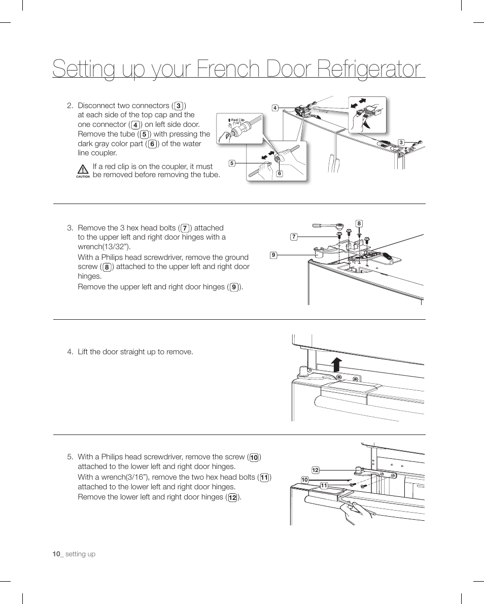 Setting up your french door refrigerator | Samsung RFG295AAWP-XAA User Manual | Page 10 / 38
