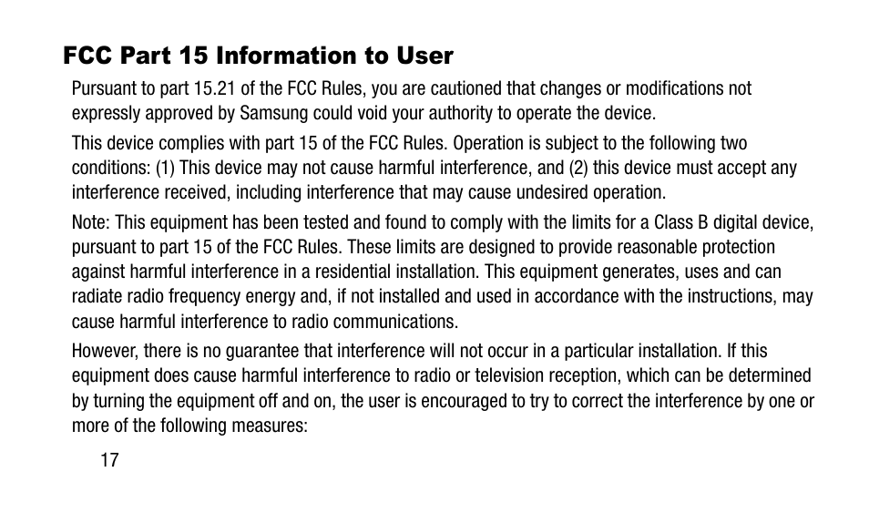 Fcc part 15 information to user | Samsung SM-N900TZWETMB User Manual | Page 24 / 88