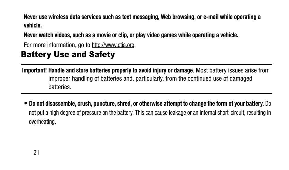 Battery use and safety | Samsung SM-N900TZWETMB User Manual | Page 28 / 88