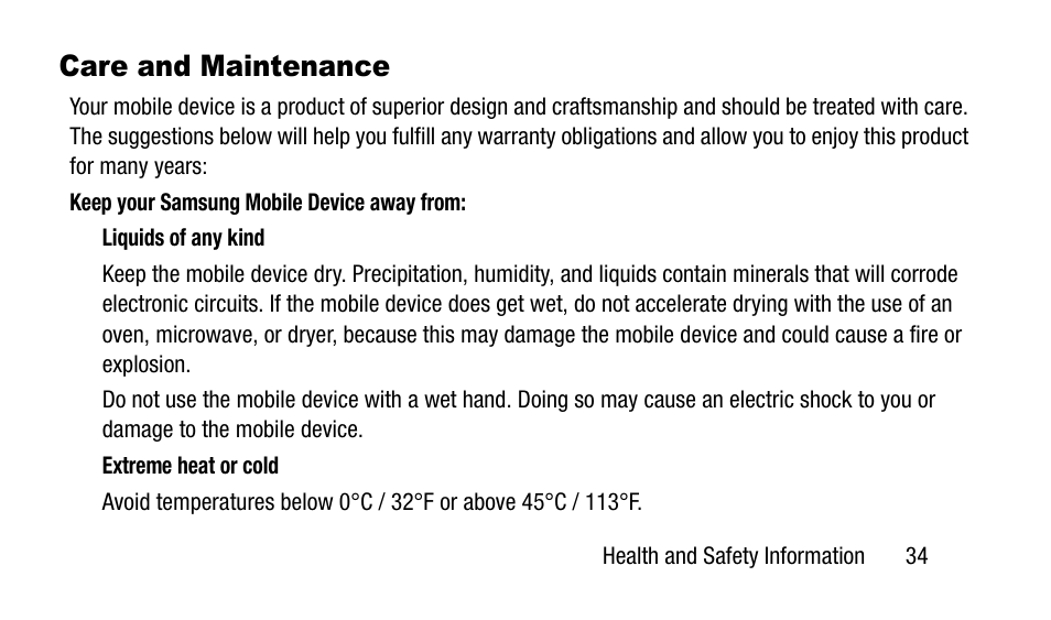 Care and maintenance | Samsung SM-N900TZWETMB User Manual | Page 41 / 88