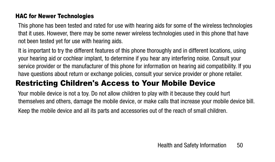 Restricting children's access to, Your mobile device | Samsung SM-N900TZWETMB User Manual | Page 57 / 88