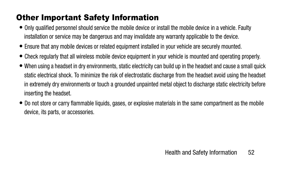 Other important safety information | Samsung SM-N900TZWETMB User Manual | Page 59 / 88