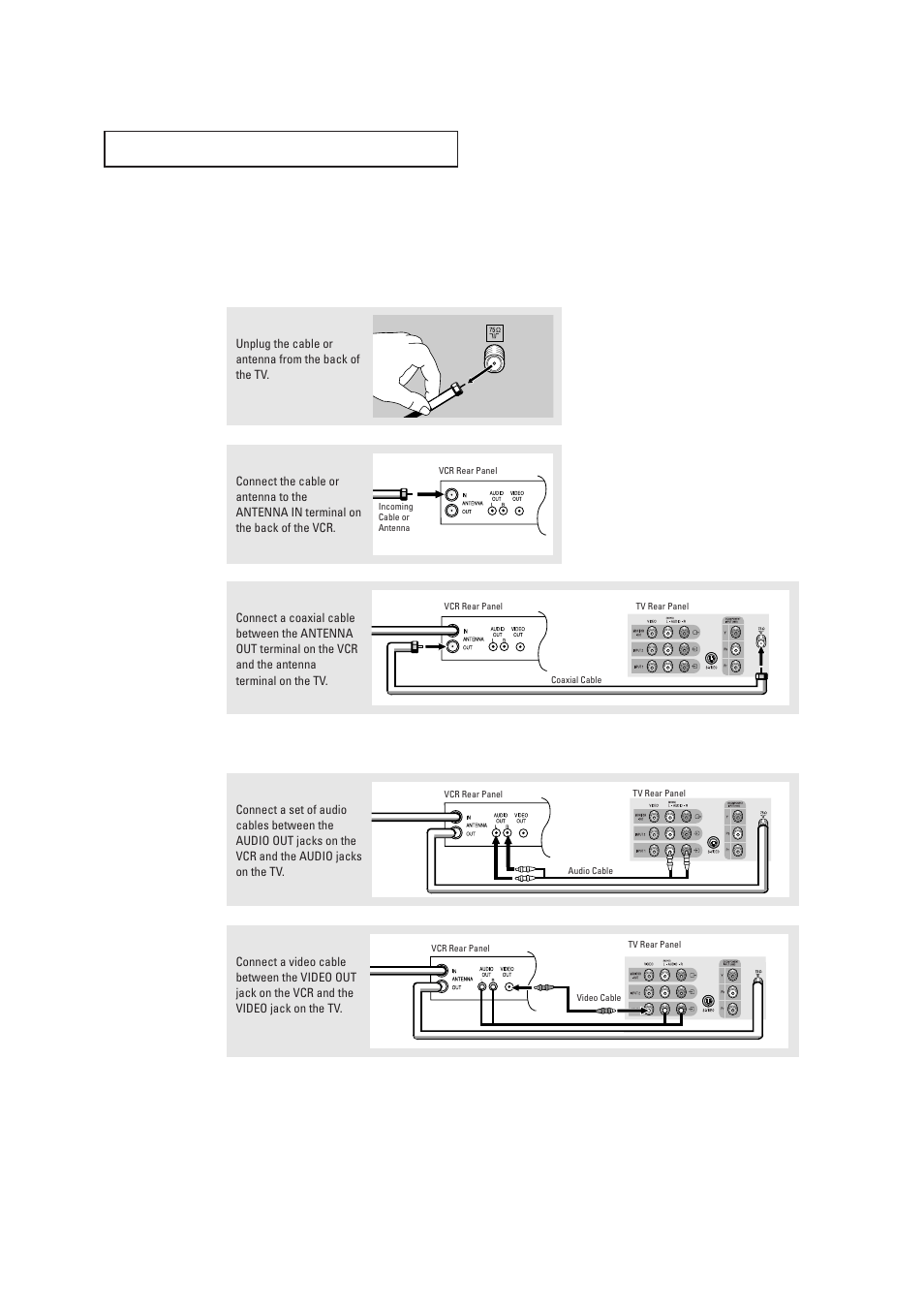 Connecting a vcr | Samsung TXR1635X-XAC User Manual | Page 13 / 48